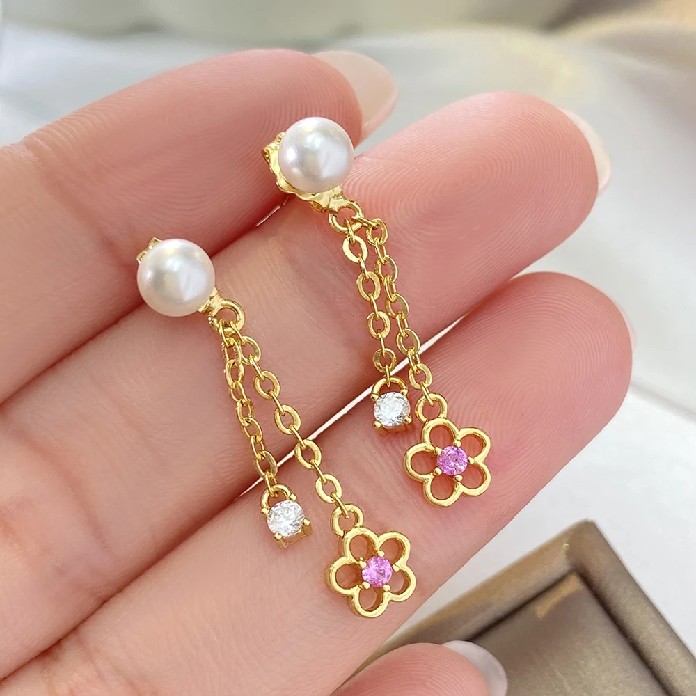 Foxi wholesale trending products 2024 new arrivals fashion earrings flower studs korean pearl earrings for women