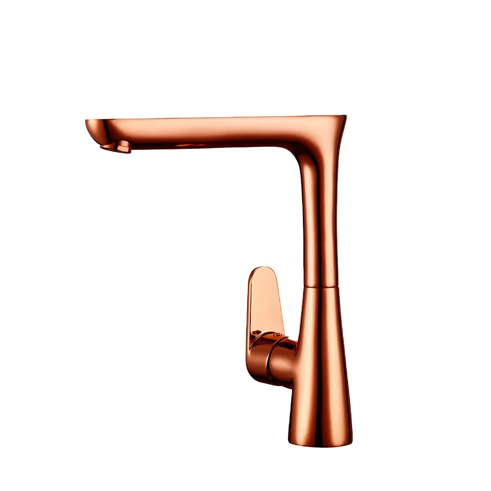 Kitchen Faucet Polished Rose Gold kitchen Mixer 360 Rotating Hot And Cold Tap Swivel Spout On Sink Brass crane