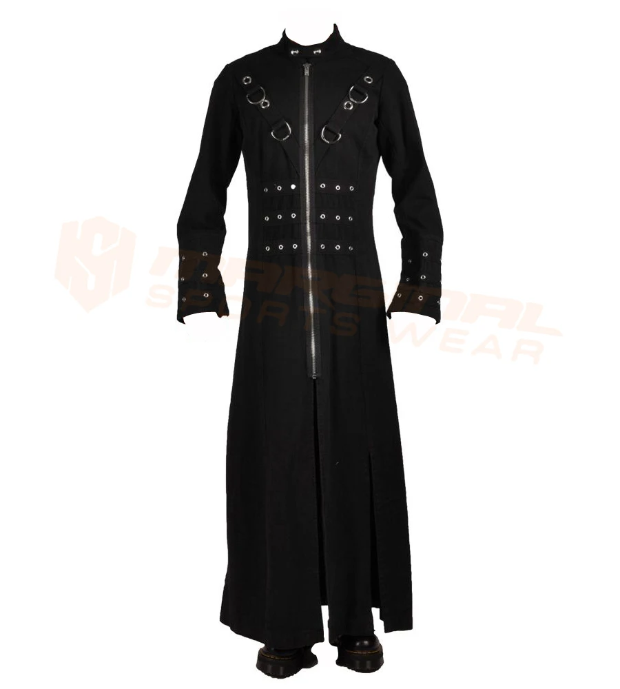 Cotton Punk Long Trench Coat Victorian Style Chains Buckle Fetish Coat Costumes Customized Gothic Coats Men