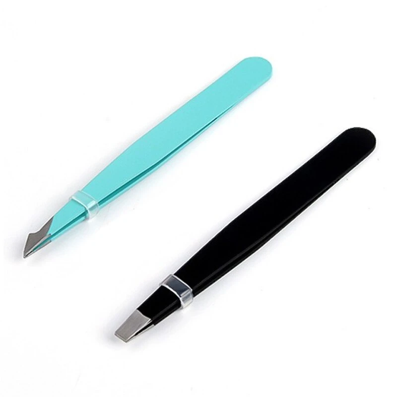 1pcs Eyebrow Hair Tweezers Stainless Steel Flat Slanted Tips Beauty Tools Eyelashes Clips Face Hair Removal Tweezers