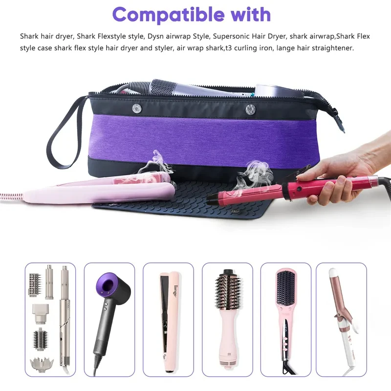 2024 New Storage Bag With Heat Resistant Mat for Flat Irons Straighteners Curling Iron Hair Tools Travel Bag
