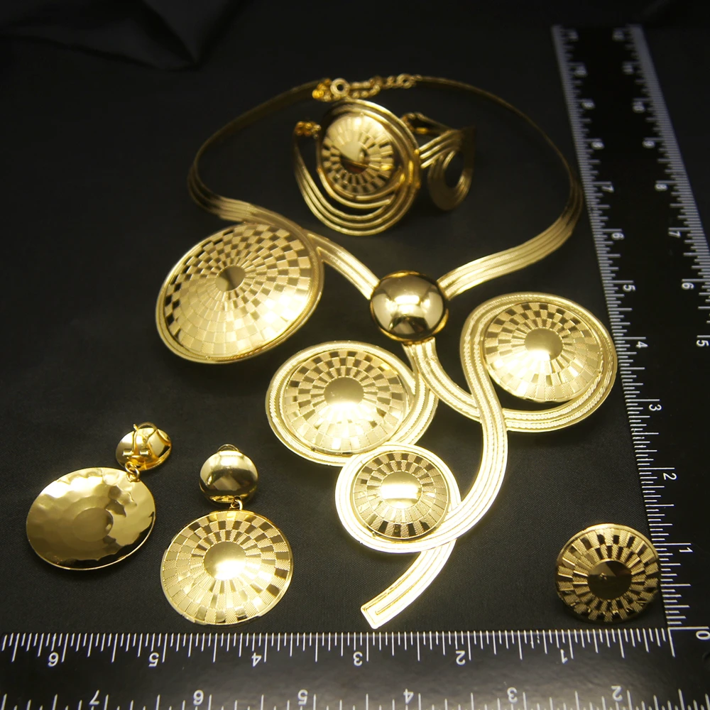 Zhuerrui High Quality Bridal Wedding Jewelry Set 18 k Neckless Jewelri Fashion Sets Brazilian Gold Jewelry Wholesale NH00064