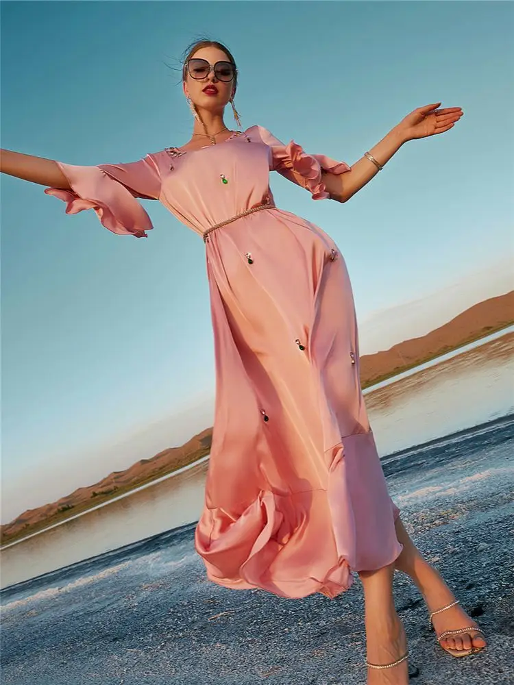 Exports Wholesale Latest Muslim Fashion Design Dubai Kaftan Maxi Dress For Women