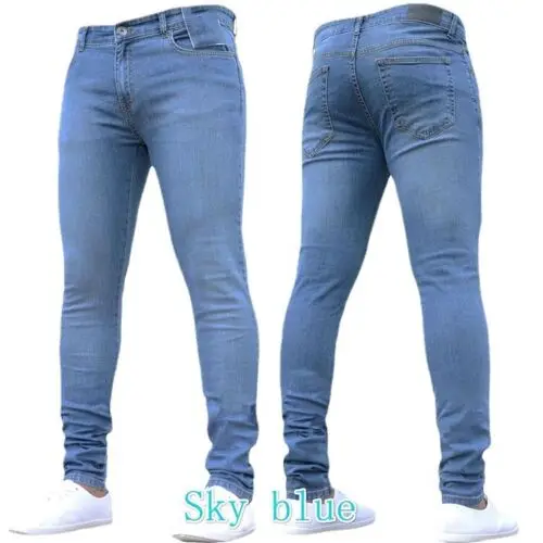 New Custom Design Mens Skinny Jeans Pants Stretch Tight Pencil Jeans Fitted Casual Denim Trousers For Men
