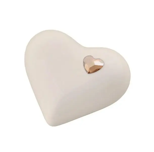 White Color Heart Shaped Keepsake Funeral Urn With Stand Superfine Quality Ashes Storage Casket