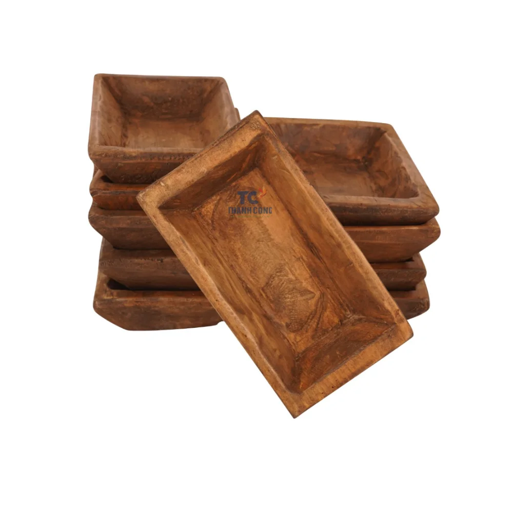 Carved ODM OEM Handmade Customized Design Rustic Home Decor Wooden Dough Bowl Waxed Candle Boat Wholesales