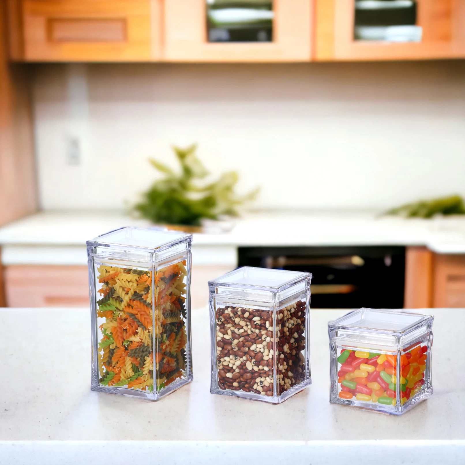 Прозрачные квадратные акриловые канистры простая баночка Призма Q7