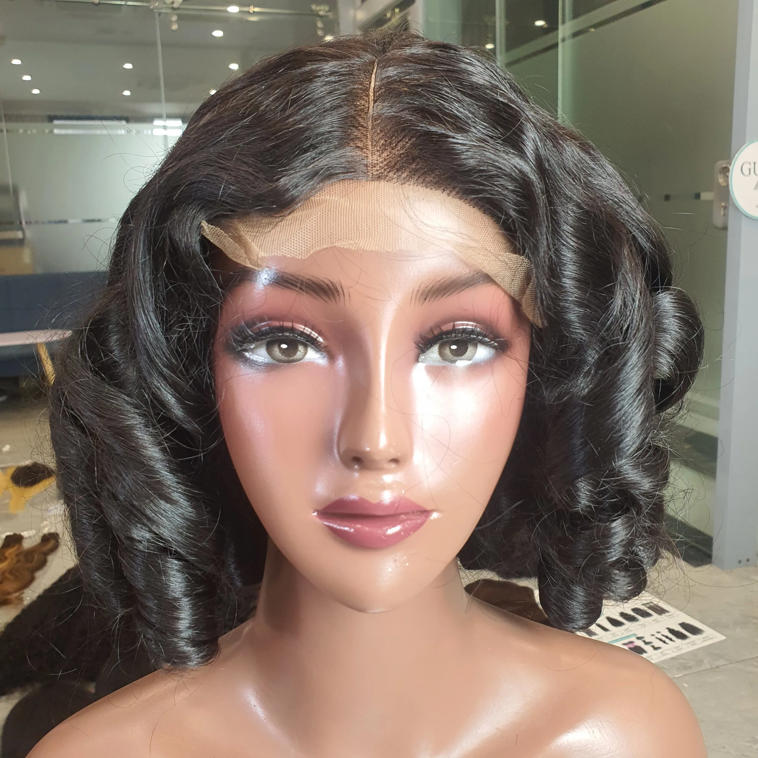 Hot sell egg curl human hair wig transparent lace closure 5x5 loose body wave wig cheap price top quality for black women