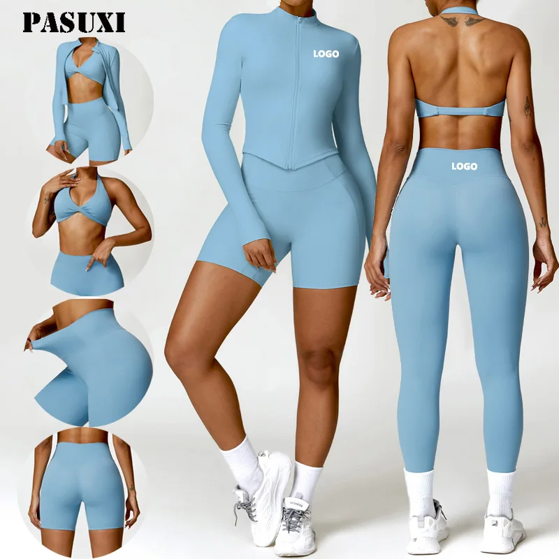 PASUXI Fitness Clothing Woman 2024 Seamless Short Yoga Gym Activewear Set 2 Piece Short Gym Fitness Sets for Women