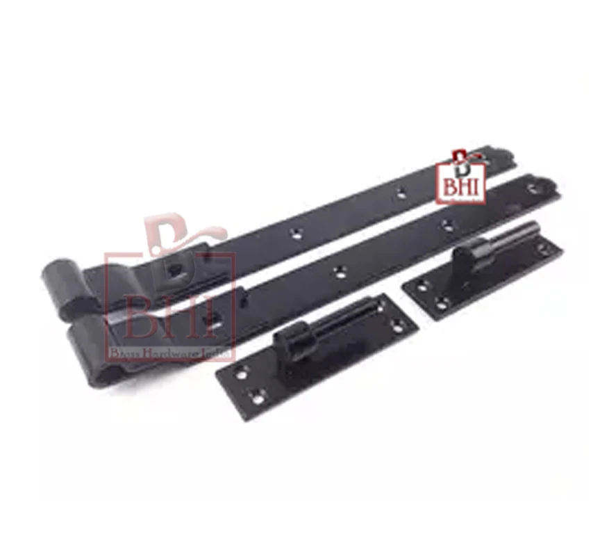FORGED IRON GATE HINGES Black Heavy Duty Hook and Band (495mm)