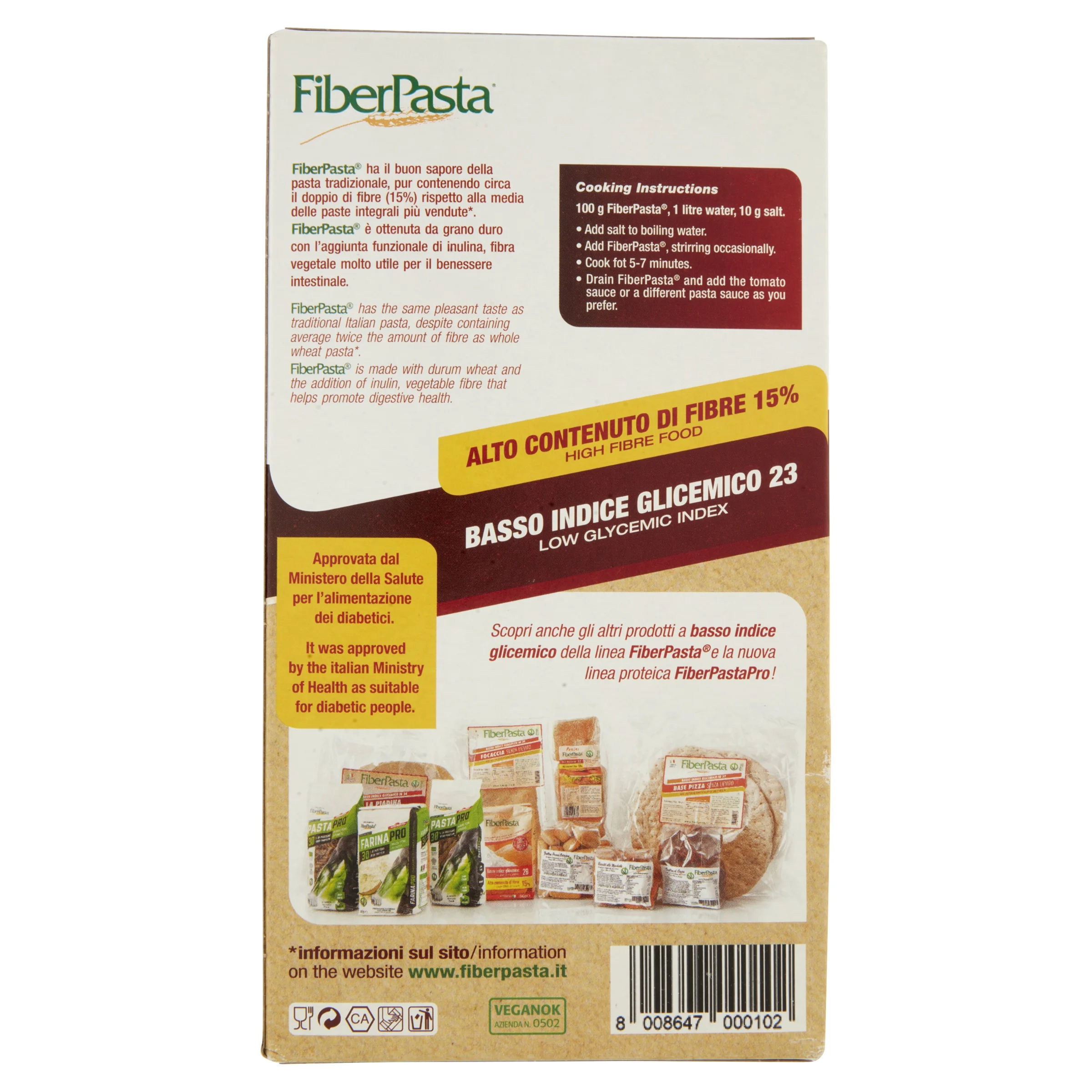 HIG FIBER PASTA SEDANI 250g - WITH LOW GLYCEMIC INDEX 23 - HIGH FIBRE INCLUDED INULIN - ITALIAN PASTA WITH BENEFITS