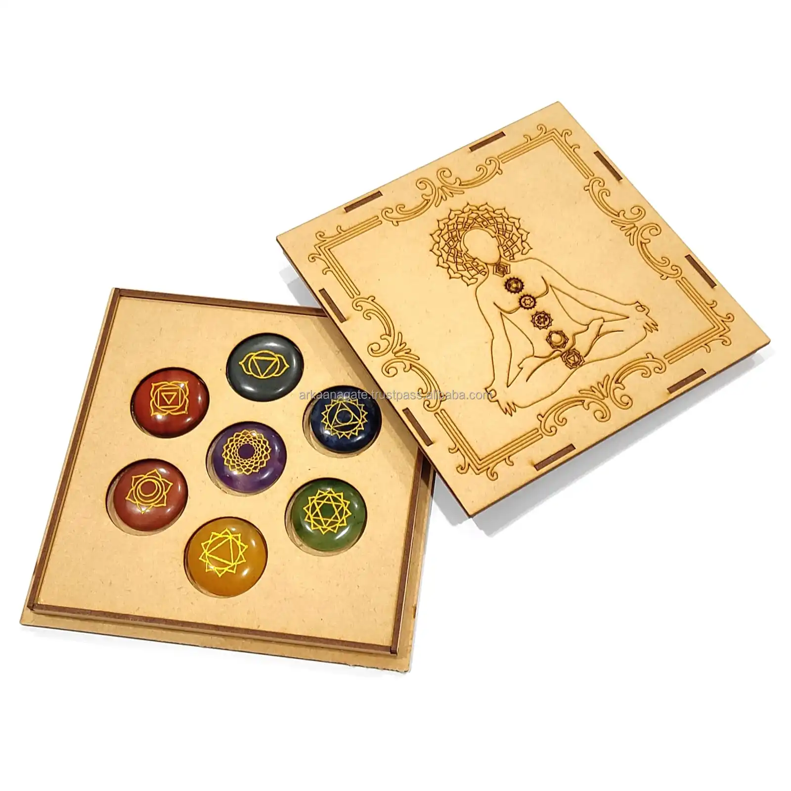 Wholesale Natural Crystal healing stones 7 Chakra Engraved Words Stone Power chakra crystals healing For Fashionable selling