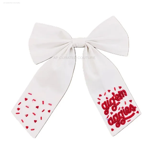 game day alligator bow hair accessories beaded designer hair sport bows beaded sports design hair accessories