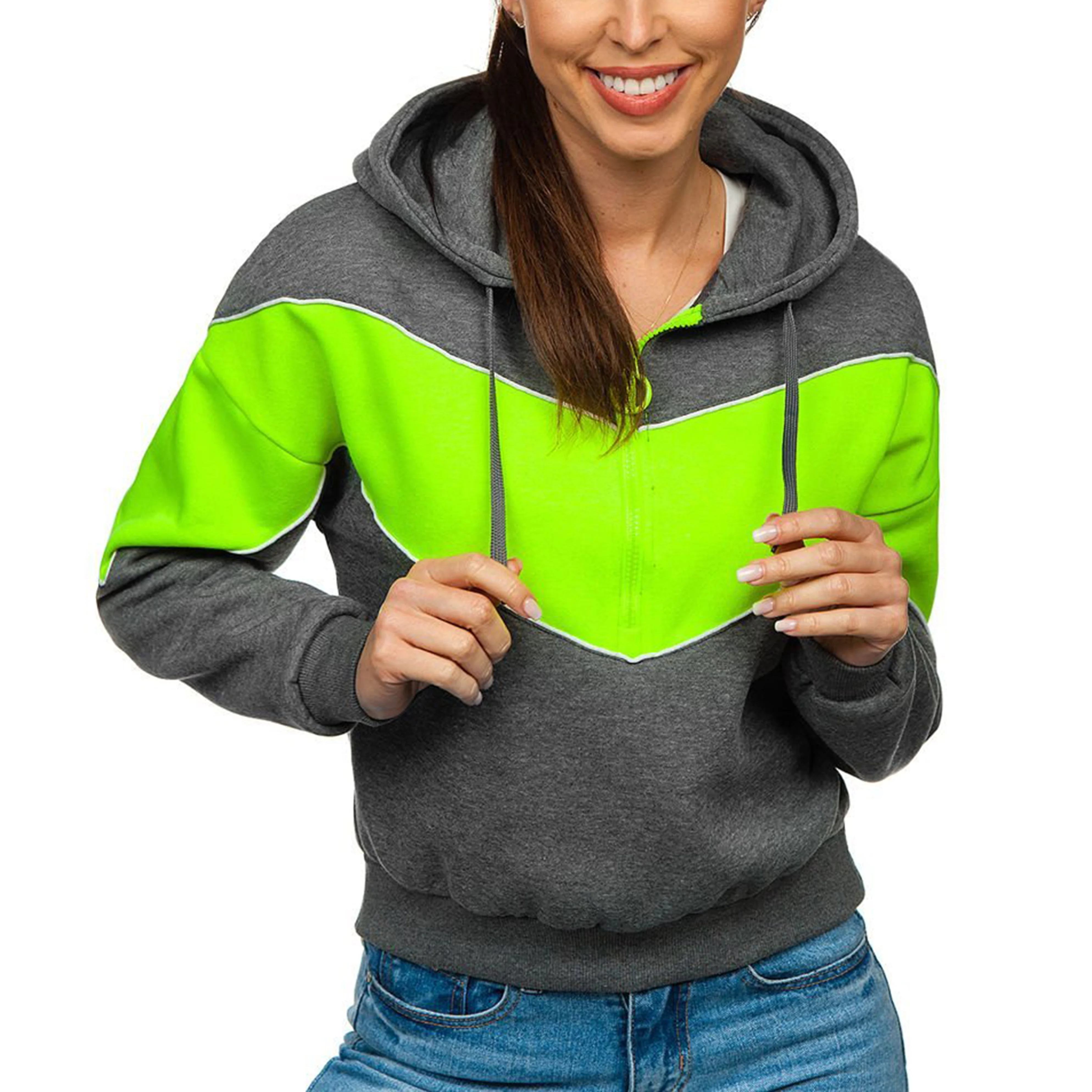 2024 Custom Women new winter Casual Long Sleeve Running Hoodie Sweater Full Zip Hooded Sweatshirt Hoodies Jacket for Women