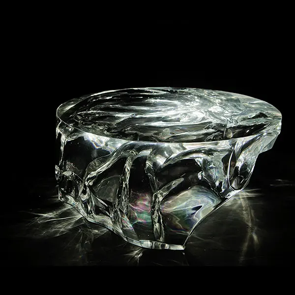 Designer Epoxy Resin Transparent Ice Cube Coffee Table Home Furniture Decor Art Low High Waterfall Gravity Round Center Table
