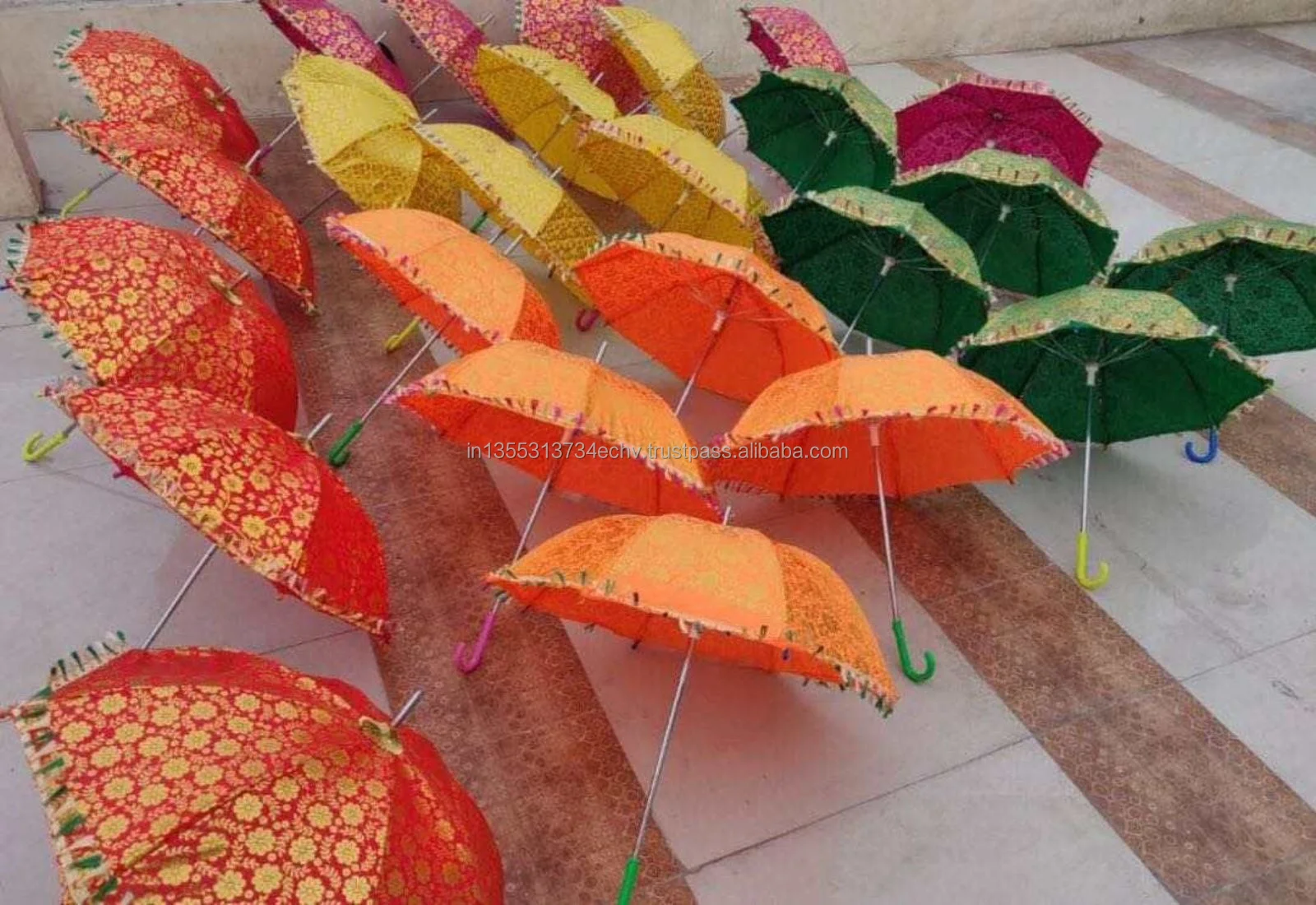 Indian Handmade Bohemian Indoor Outdoor Silk Fashion Multi Colored Ethnic Umbrella Parasol for decoration
