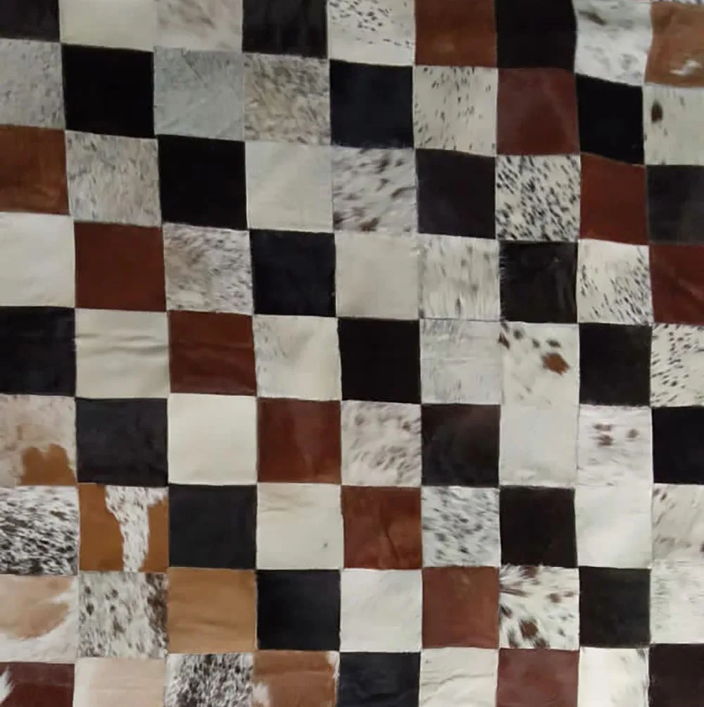 Hair On Genuine Leather Square shape design Carpets / Custom Made Solid Color 100% Genuine Hair On Leather Carpets