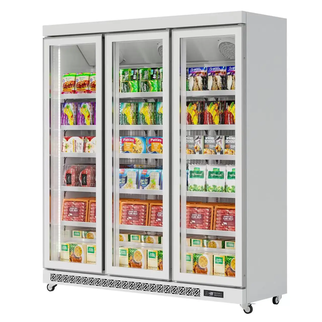Commercial Supermarket Glass Door Upright Vertical Display Freezer Refrigerator