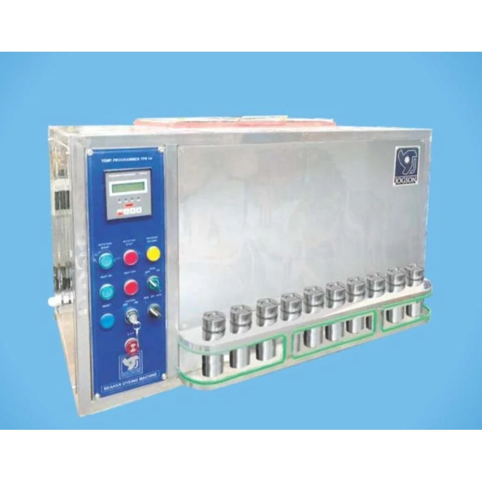Manufacturer of Glycerin Bath Beaker Dyeing Machine Apparatus Comprises of Tank, Beaker and Gear Box Made In India