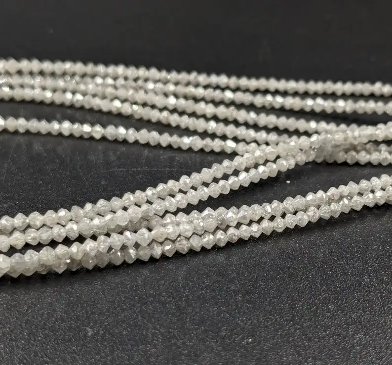 Natural White Diamond Faceted Rondelle Beads 1.8-2.2mm Conflict Free Diamond Jewelry Making Beads Strands In Wholesale Bulk Rate