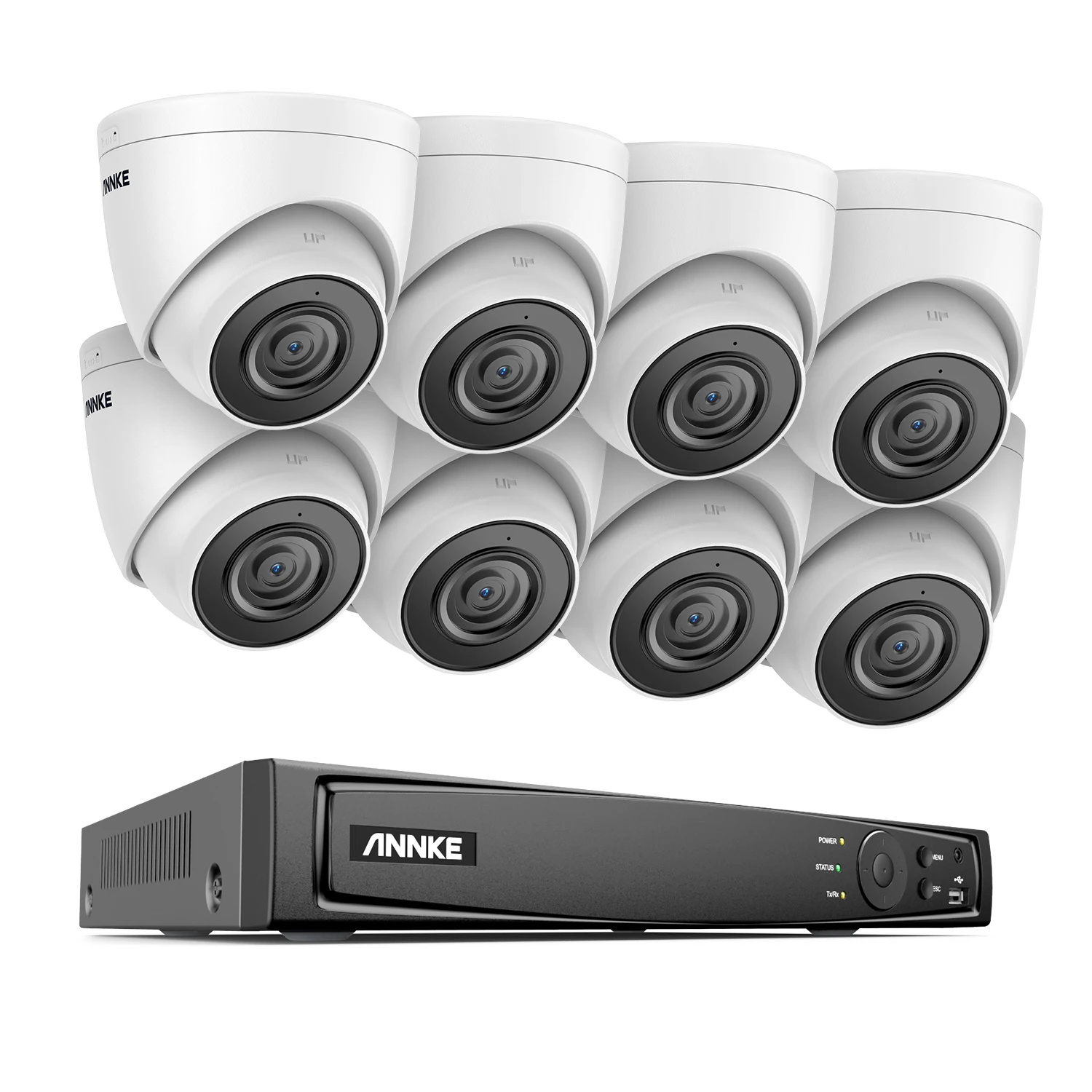 ANNKE 2MP 16CH H.265+ PoE NVR System 8pcs  IR Security IP67 Waterproof Cameras Remote Access