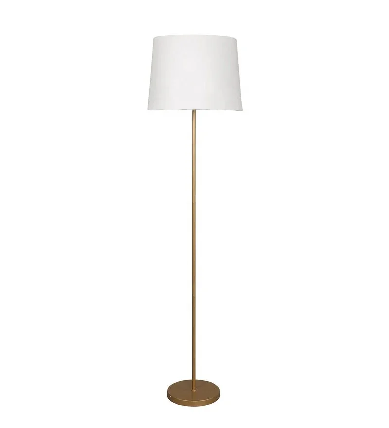 Best Quality Modern Gold Color Metal Lamp With White Drum Shade .