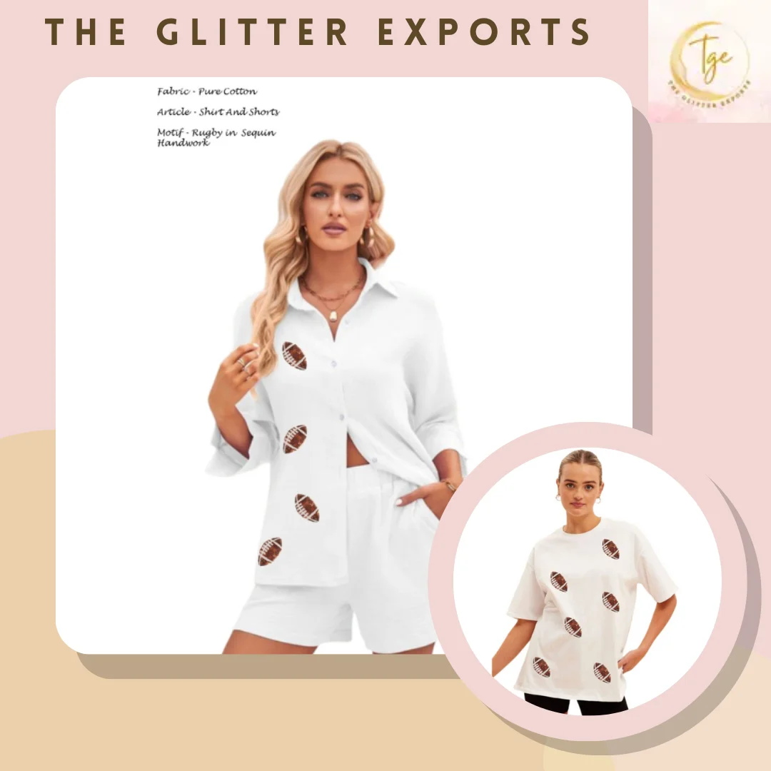 Buy Sequin Patches Embroidery Women Shirts Rugby Sequin Patches Wear Rugby Apparel Dress For Sale By Indian Exoroters