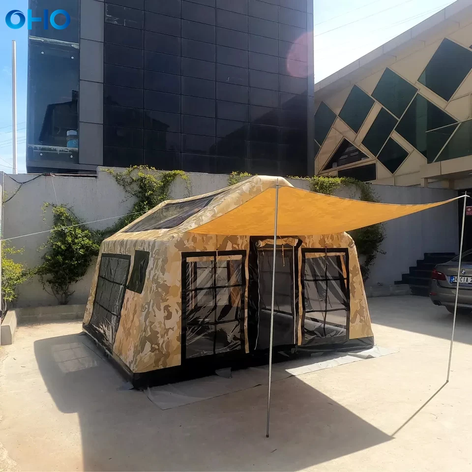 2023 Camouflage Inflatable Camping Tent TPU PVC Tube Waterproof Oxford Material Outdoor Camp Tent for Family