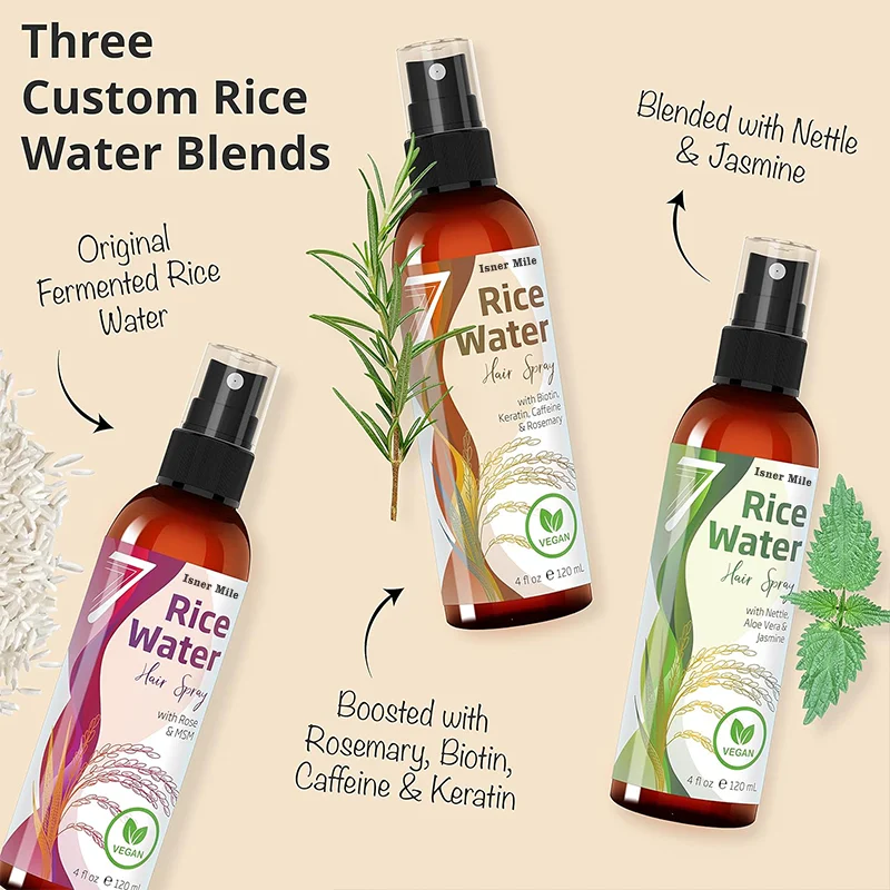 NEW Fermented Rice Water for Hair Growth Infused with Rosemary Biotin Caffeine Keratin Vegan Non-Greasy Spray Naturally Thicker