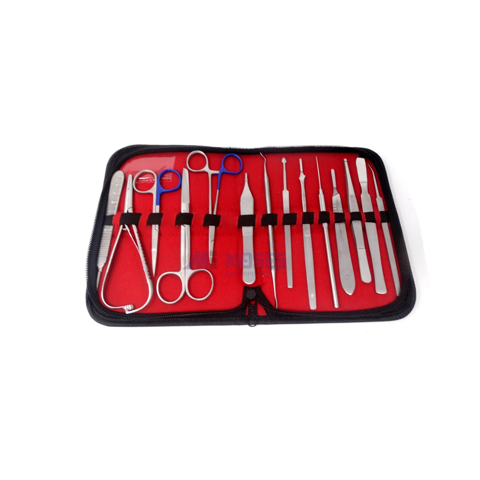 Veterinary Surgical Instruments - 14 Pieces with Case Scissors Forceps Needle Holders Scalpel Handle Surgical Dissection Kit