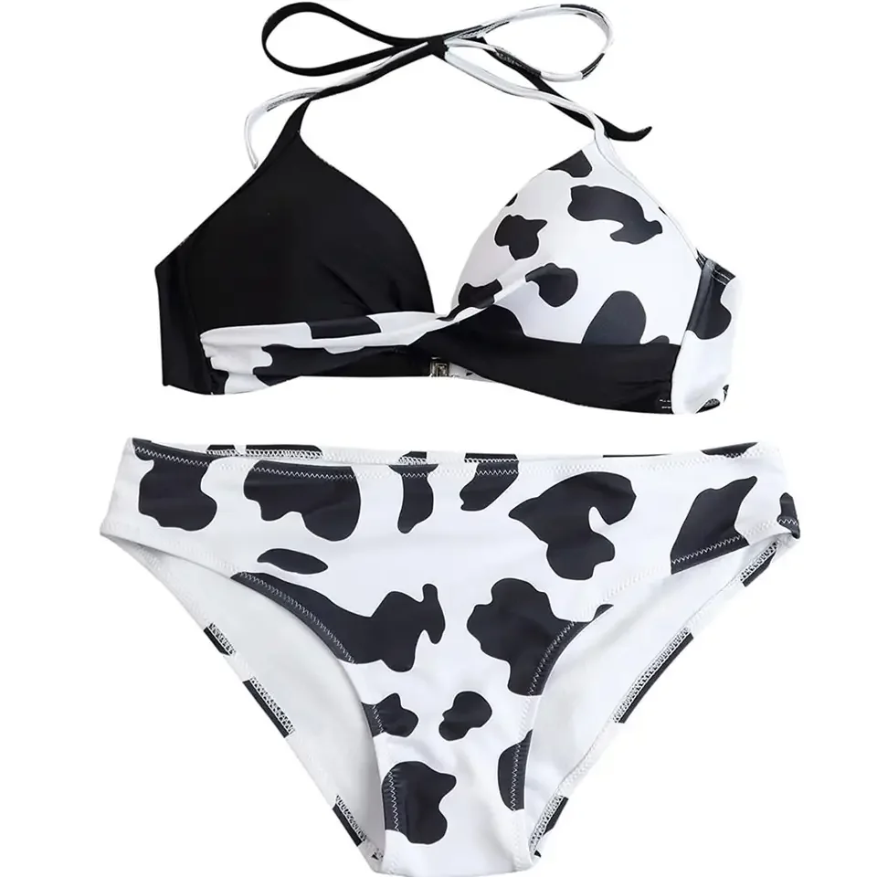 Women Spot Triangle Light Women Bikini Set Off the Shoulder Bra Top with Bikinis Sets