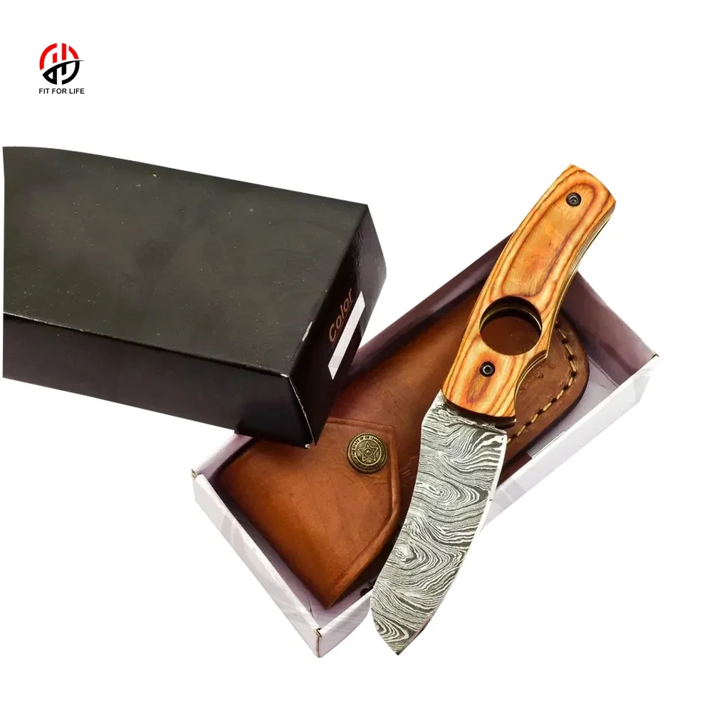 Лучший производитель и поставщик аксессуары для сигар из дамасской стали индивидуальный нож с логотипом