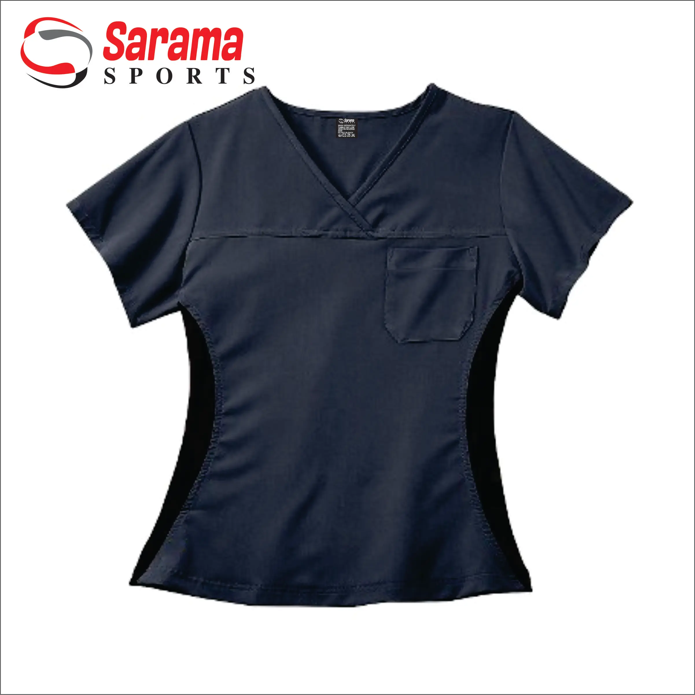 Wholesale female good fashionable scrub uniform set with CVC printed fabric tops and white color pants