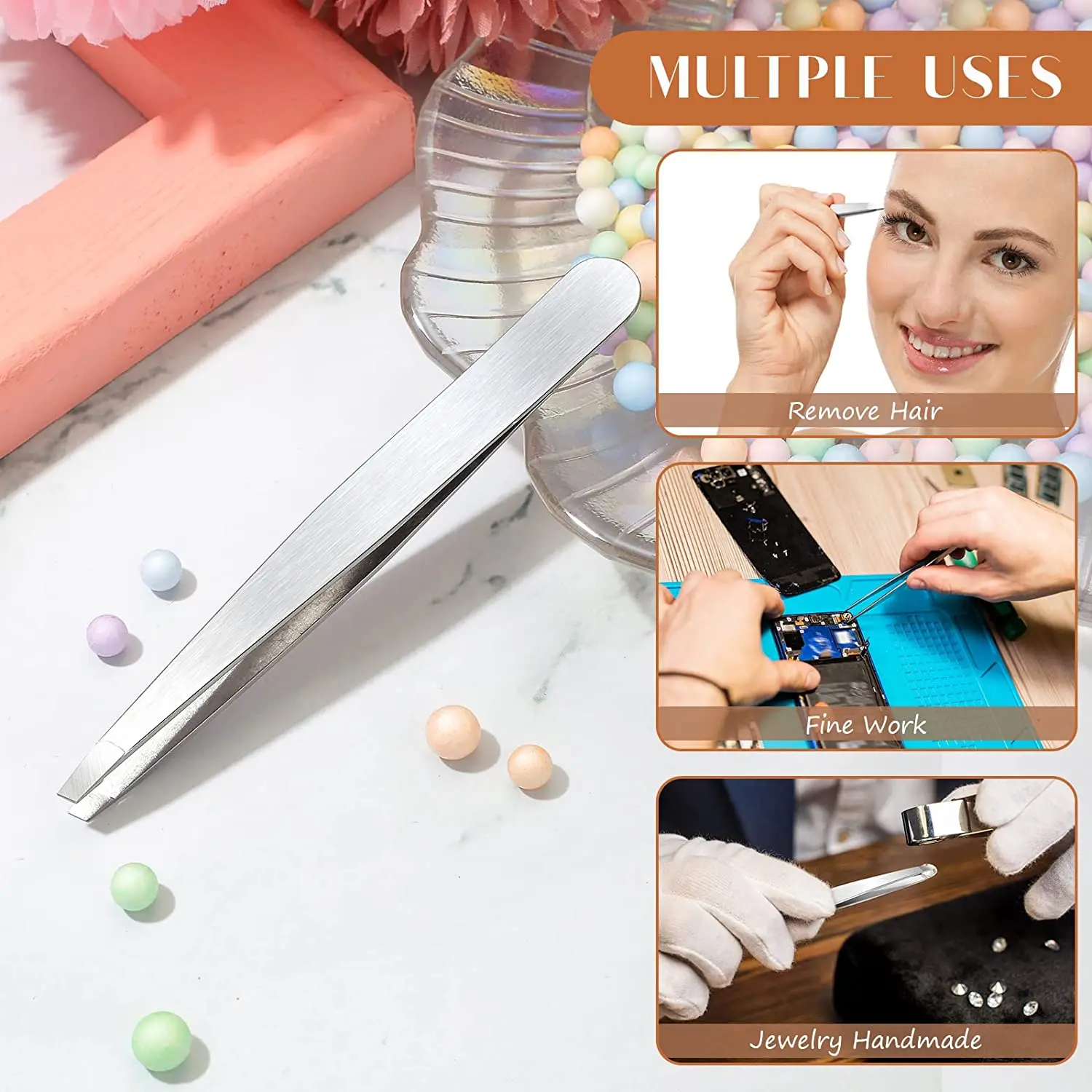 Stainless Steel Facial Hair Remover Tweezers Women Slanted Tweezers Plucker Your Daily Beauty Routine Tweezer eyebrow Shaping