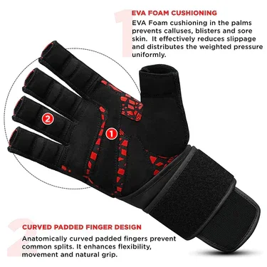 Gym Gloves for Weightlifting - Weight Lifting Fitness Grip Gloves for Exercise and Strength Training Workouts