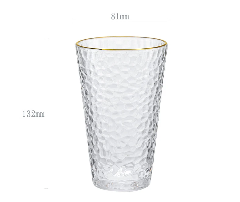 Japanese hammer pattern glass net red INS transparent gold cup household milk breakfast juice cup