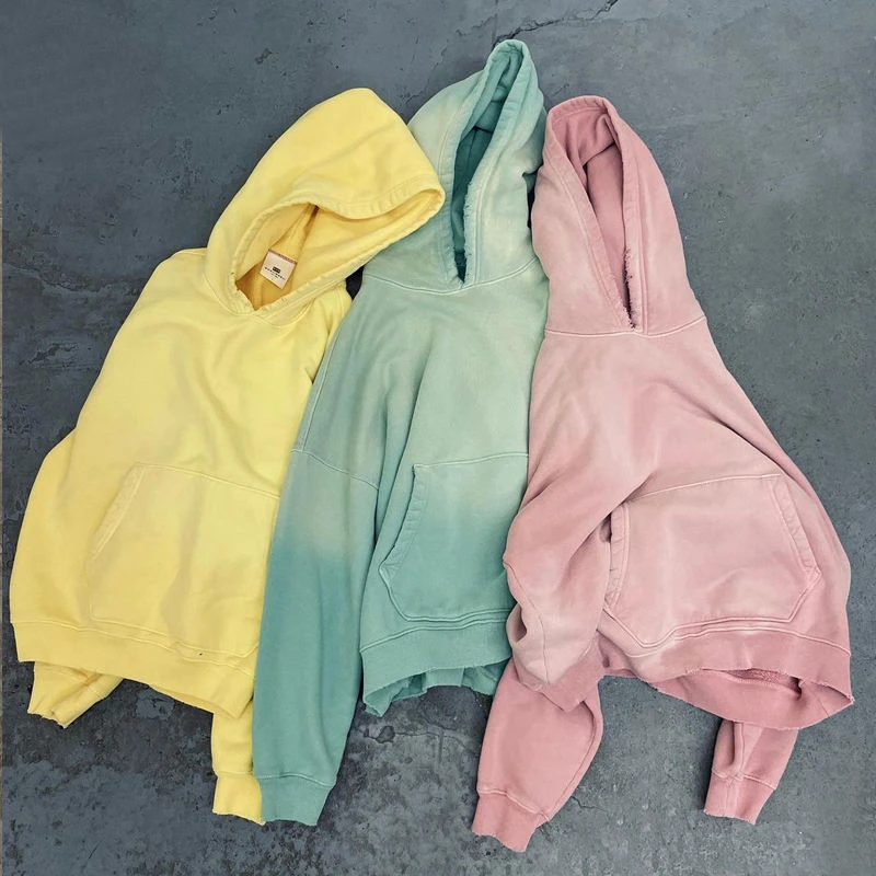 Wholesale Custom Heavyweight Washed Hoodie French Terry Cotton Vintage Distressed Acid Wash Pullover Hoodie for Men