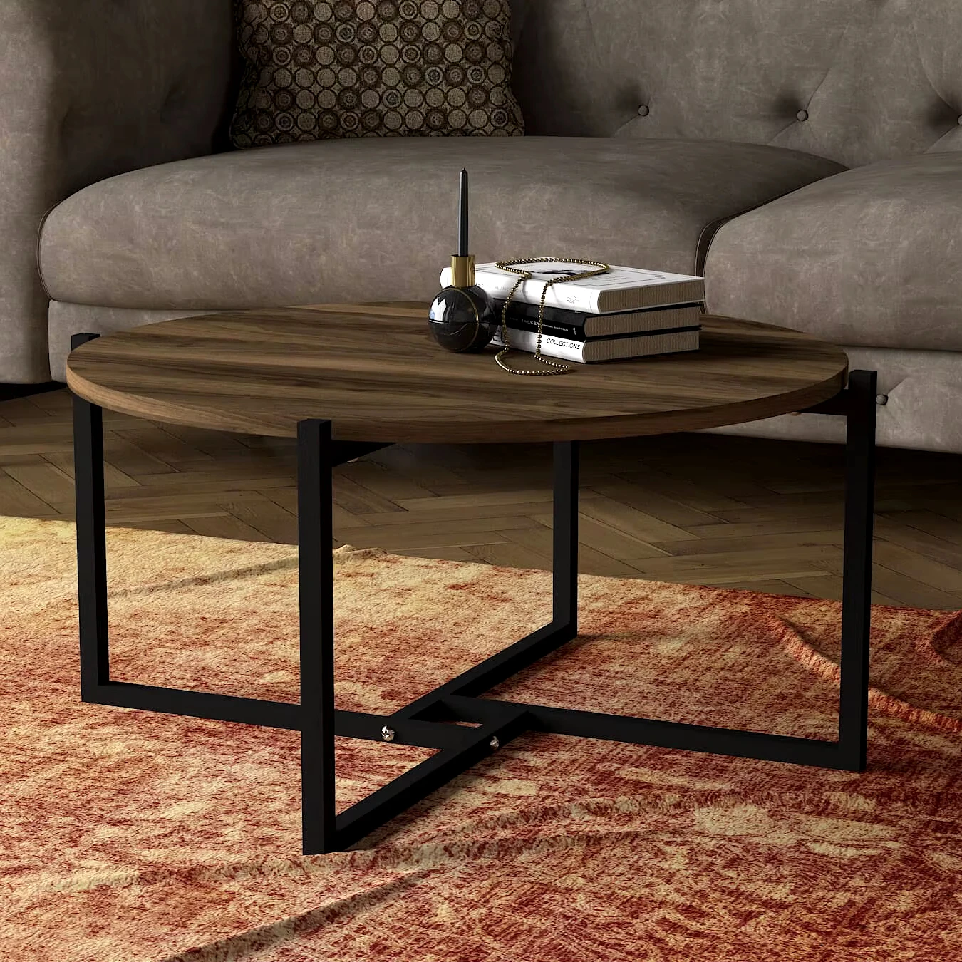 Exclusive Noce Iron Coffee Table Walnut