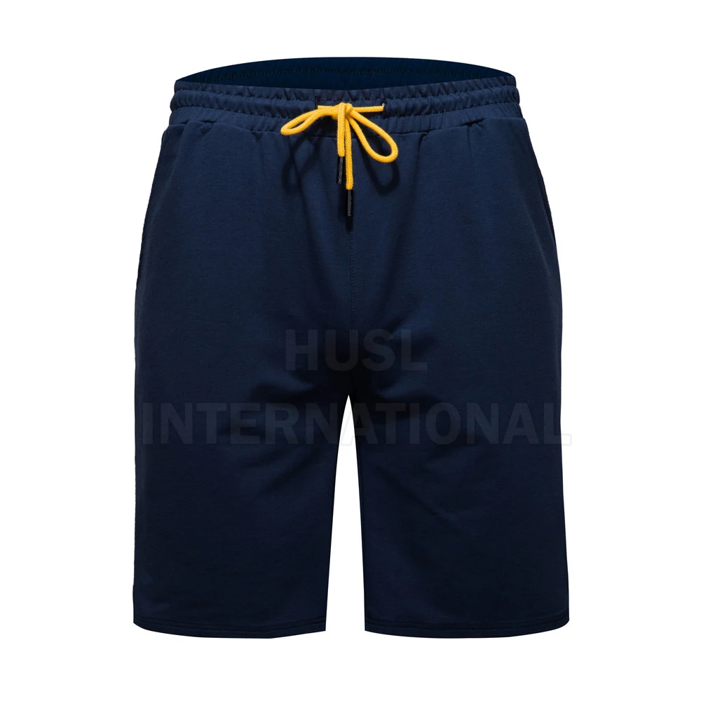 Hot Selling Men Durable Summer Set Orange Breathable Color Men Shirt With Dark Blue Color Shorts 100% Bamboo Fiber