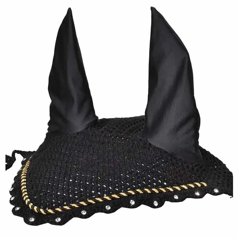 Factory OME high quality custom polyester cotton ear bonnet equine fashion horse fly veil with sound proof