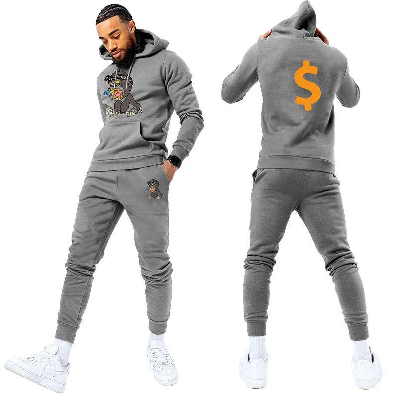 Custom Label Sweat Suits Streetwear Mens Sweatsuit Sweatpants And Hoodie Set Slim Fit Tracksuit  private label jogger sets