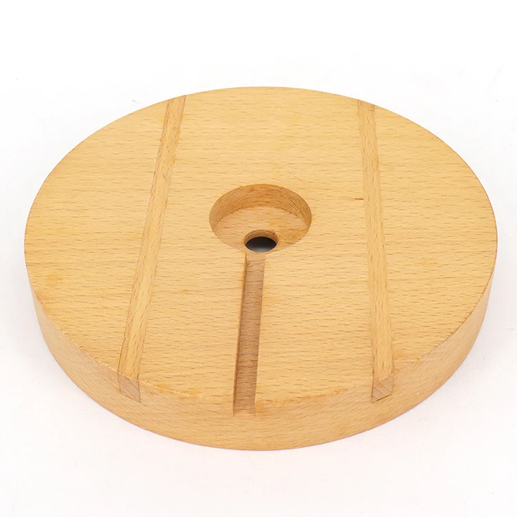 Customized Shape Natural Color Turned Beech Rubber Polished Technique Wooden Lamp Base For Home Decoration