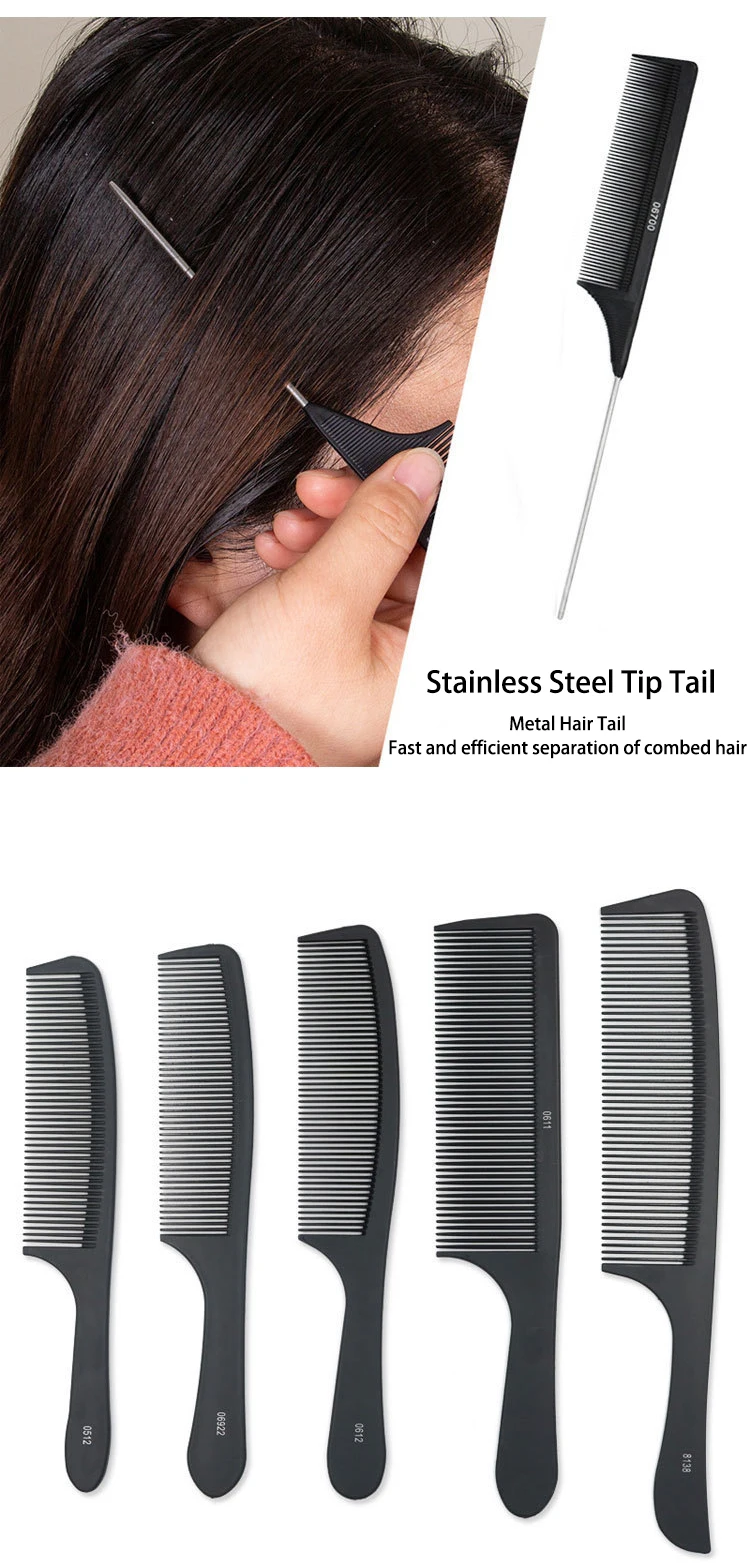 Barber Professional Styling Tools Hair Styling Hair Cutting Comb Anti Static Carbon Fiber Comb