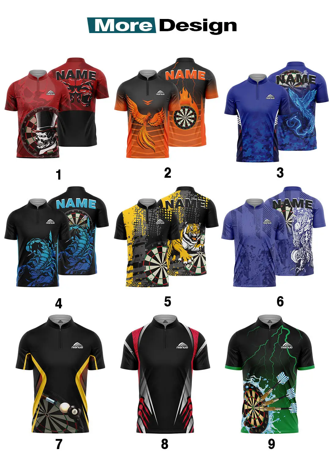 Customizable Team Darts Polo Shirts Wholesale Cheap Sportswear for Men Adult Darts Shirts with OEM Service