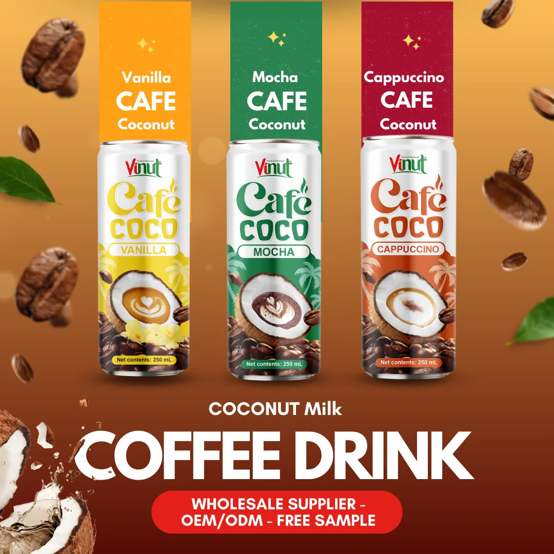 Vanilla Coconut Milk Coffee Drink 250ml VINUT Manufacturer Non GMO, Dairy& Gluten Free, Free Sample, Wholesale Supplier, OEM/ODM
