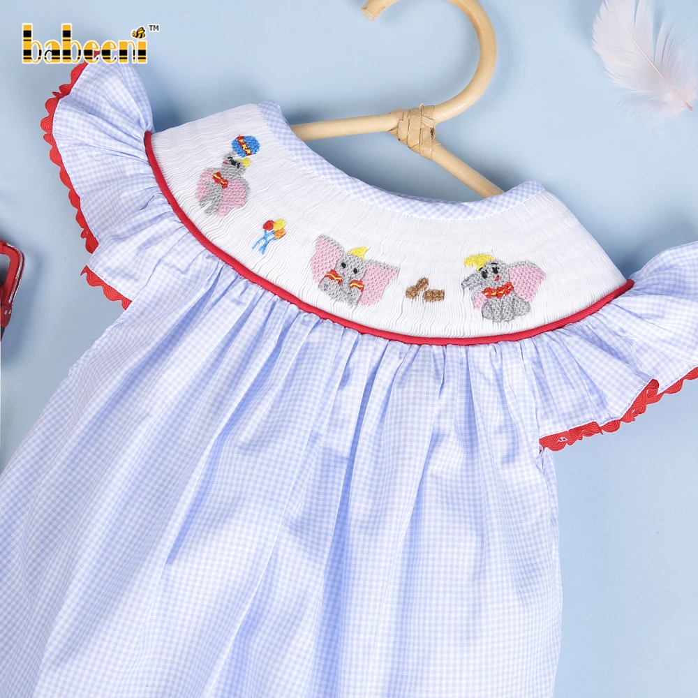 Spring Summer elephant smocked pattern girl bubble ODM OEM wholesale smocked clothing girls clothing girl clothes - BB2864