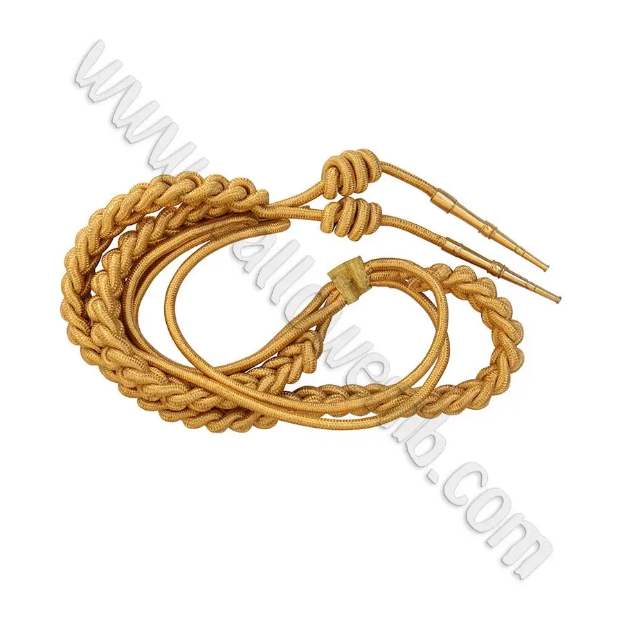 Custom Ceremonial Gold and Silver aiguillette Uniform Event Aiguillette With Golden Tips Shoulder Cord