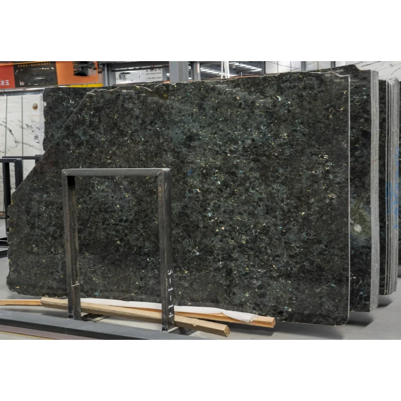 Highly Polished Lemurian Blue Granite Stone Slab