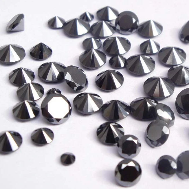 0.8mm - 12mm round and fancy brilliant cut black loose gemstone round shape diamond cut gemstones for jewelry