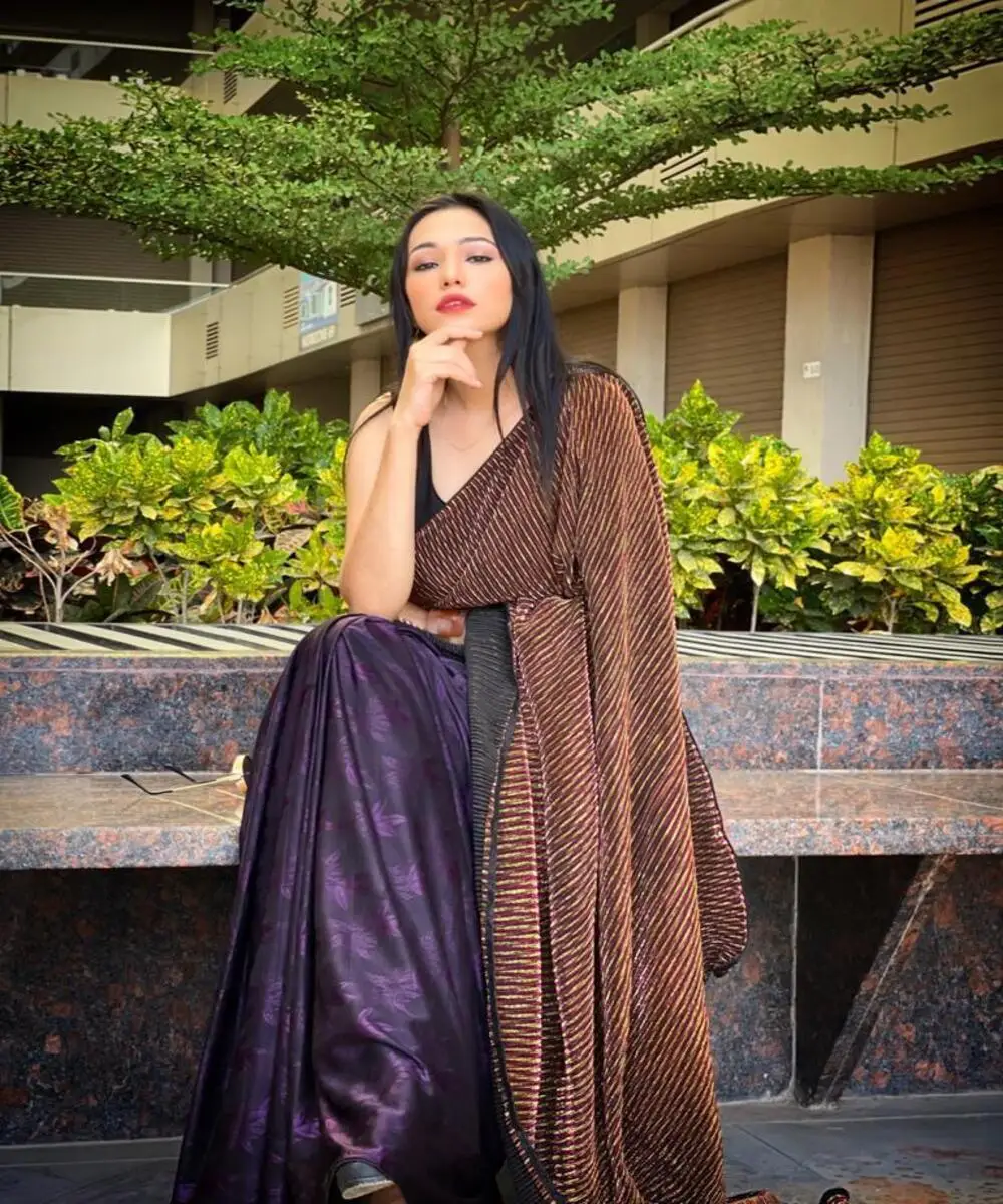 Ethnic Garment traditional teen patti ethic wear Wholesale Purple silk saree surat